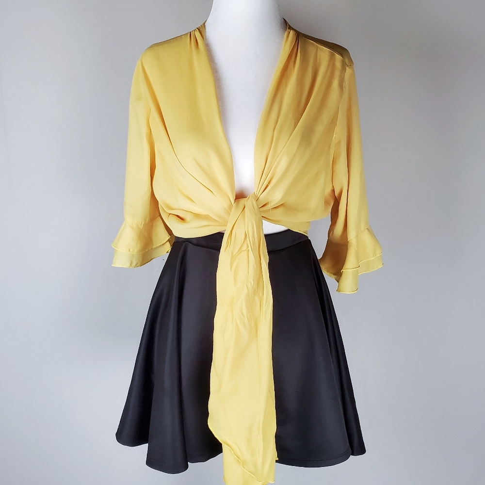 Windsor Sheer Yellow Open Cardigan Bow Blouse